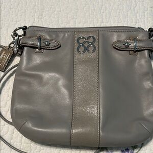 Gray Leather Crossbody Bag